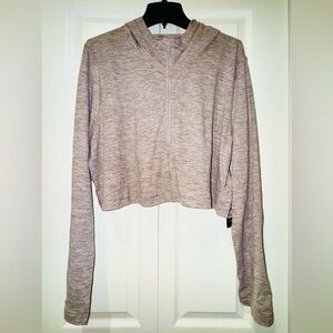 90 degree Women's Heathered Tan 1/4 zip Cropped Hoodie. Size XXL NWT
